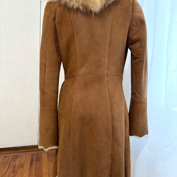 Vintage shearling coat with genuine Fox fur collar - Picture 4 of 16